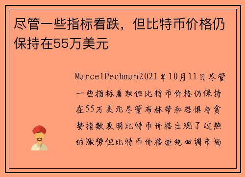 尽管一些指标看跌，但比特币价格仍保持在55万美元 